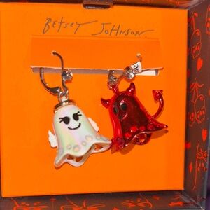 Betsey Johnson White Ghost and Red Devil Earrings